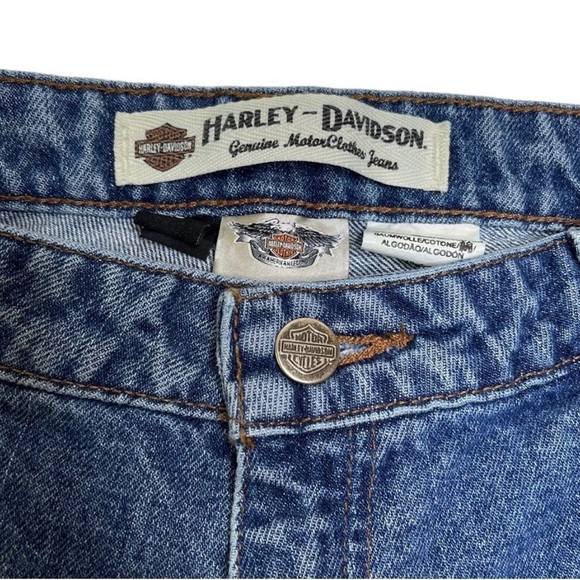 Harley Davidson Womens Relaxed Thigh Boot Cut Jeans Classic Blue Size 10 Missy - Picture 8 of 12